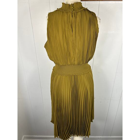 Nanette Lepore Pleated Sleeveless Midi Dress In Brown Size 14 - Picture 4 of 6